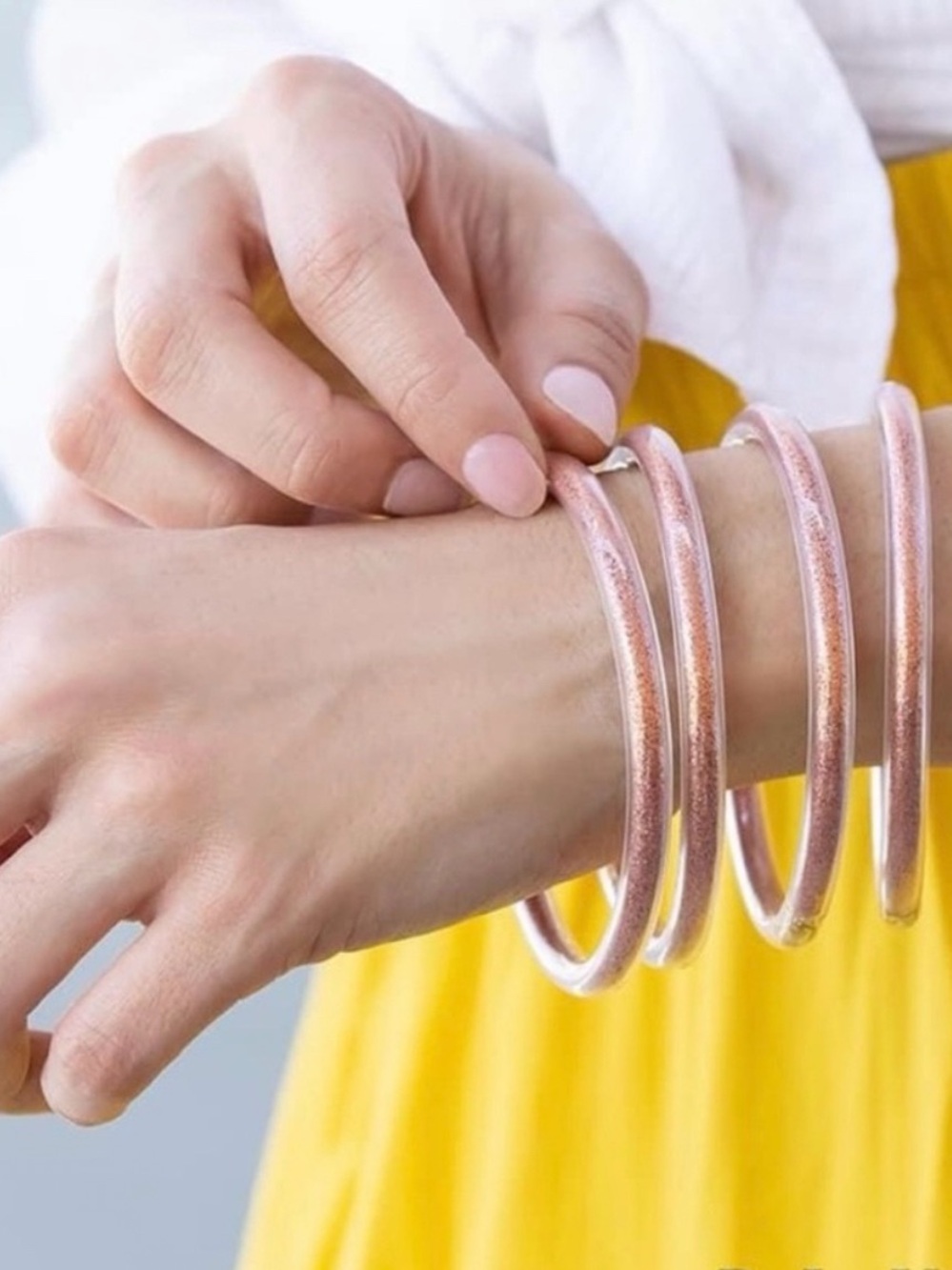Plunder Design Rose Gold Tone Flexible Bracelet Set